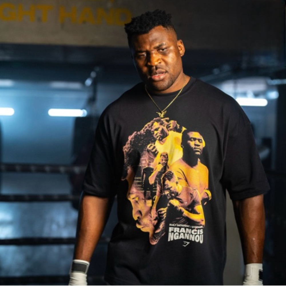 Gymshark X Francis Ngannou Graphic Tee Extreme Oversized Fit Size Medium
